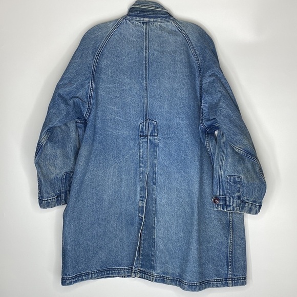 Vintage Gloria Long Denim Lab Jean Jacket Size Medium 80s - Picture 4 of 15
